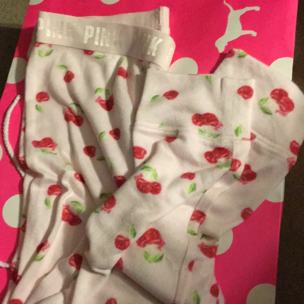 VS pink cozy sleep pants pink cherry pajama pants - Picture 2 of 3